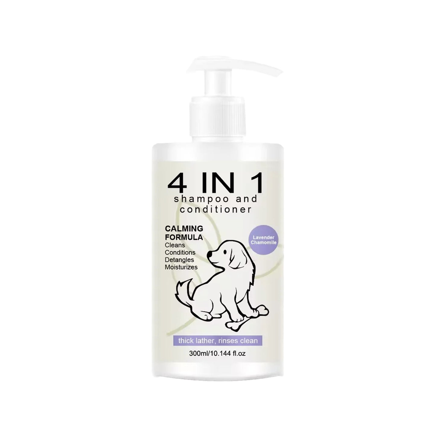 4-in-1 Dog Shampoo & Conditioner – Lavender Chamomile Calming Formula (300ml)
