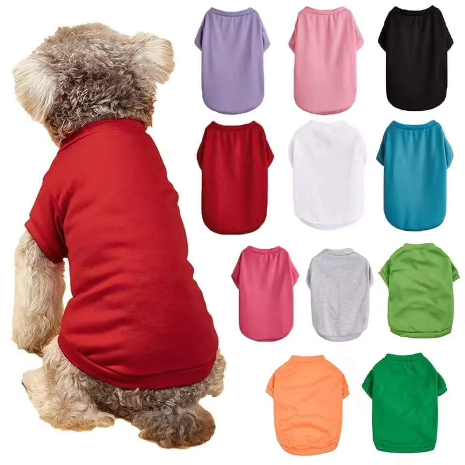 Solid Color Dog T-Shirt – Soft Cotton Tee for Small & Medium Dogs