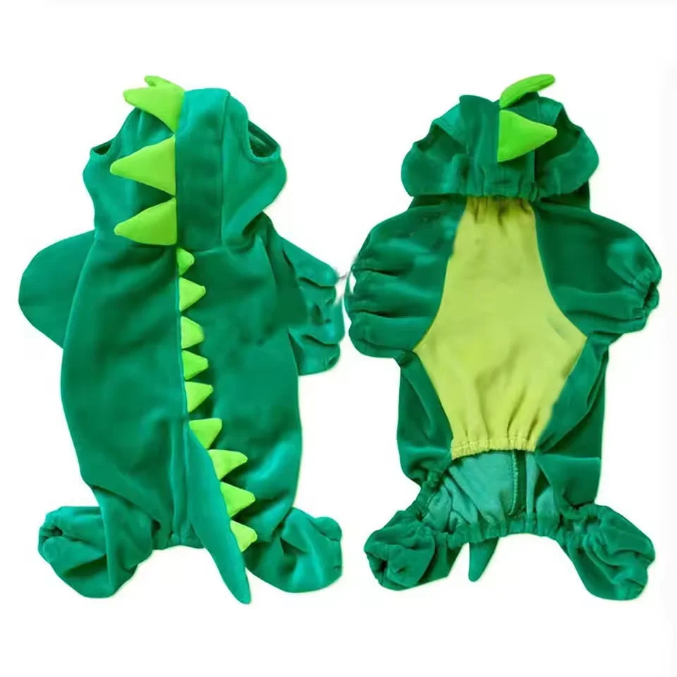Dinosaur Dog Costume Jumpsuit – Cute Fleece Hoodie for Pets