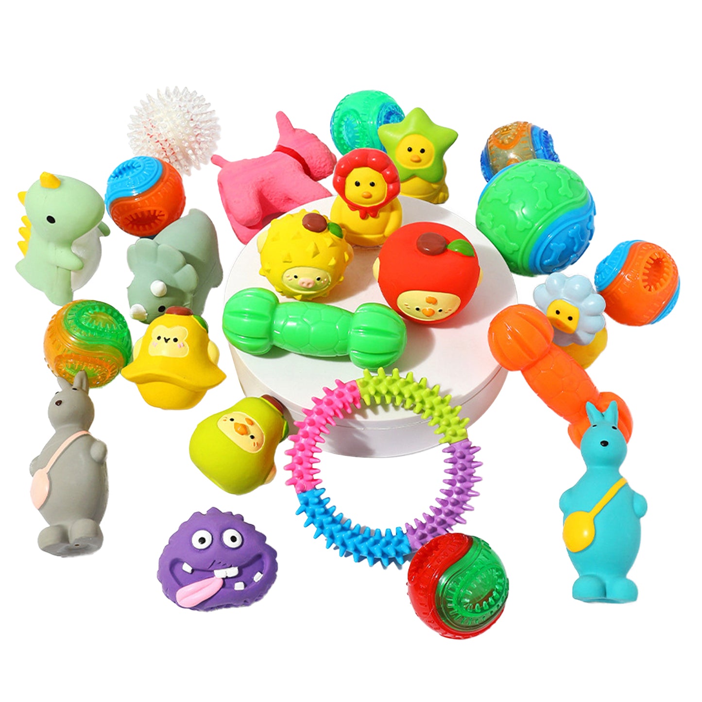 Cute Fruit Animal Squeaky Dog Toy Set