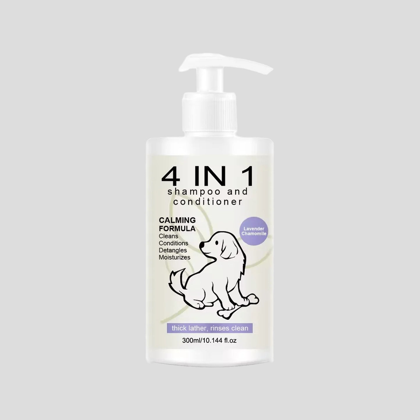 4-in-1 Dog Shampoo & Conditioner – Lavender Chamomile Calming Formula (300ml)