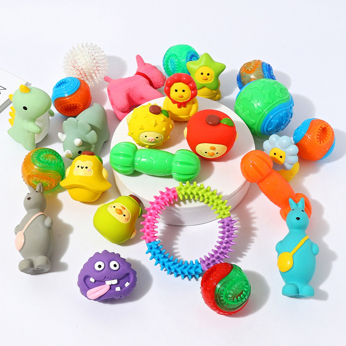 Cute Fruit Animal Squeaky Dog Toy Set