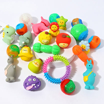Cute Fruit Animal Squeaky Dog Toy Set