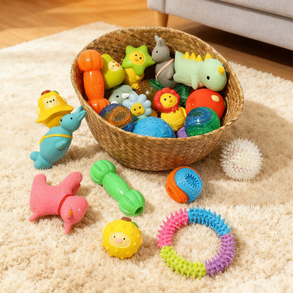 Cute Fruit Animal Squeaky Dog Toy Set