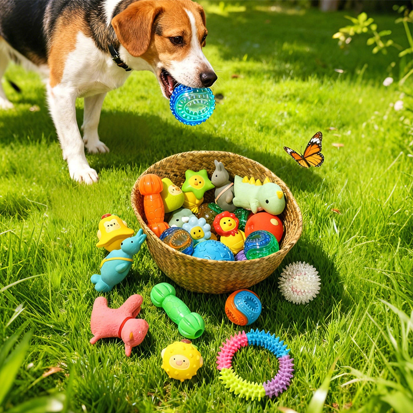 Cute Fruit Animal Squeaky Dog Toy Set