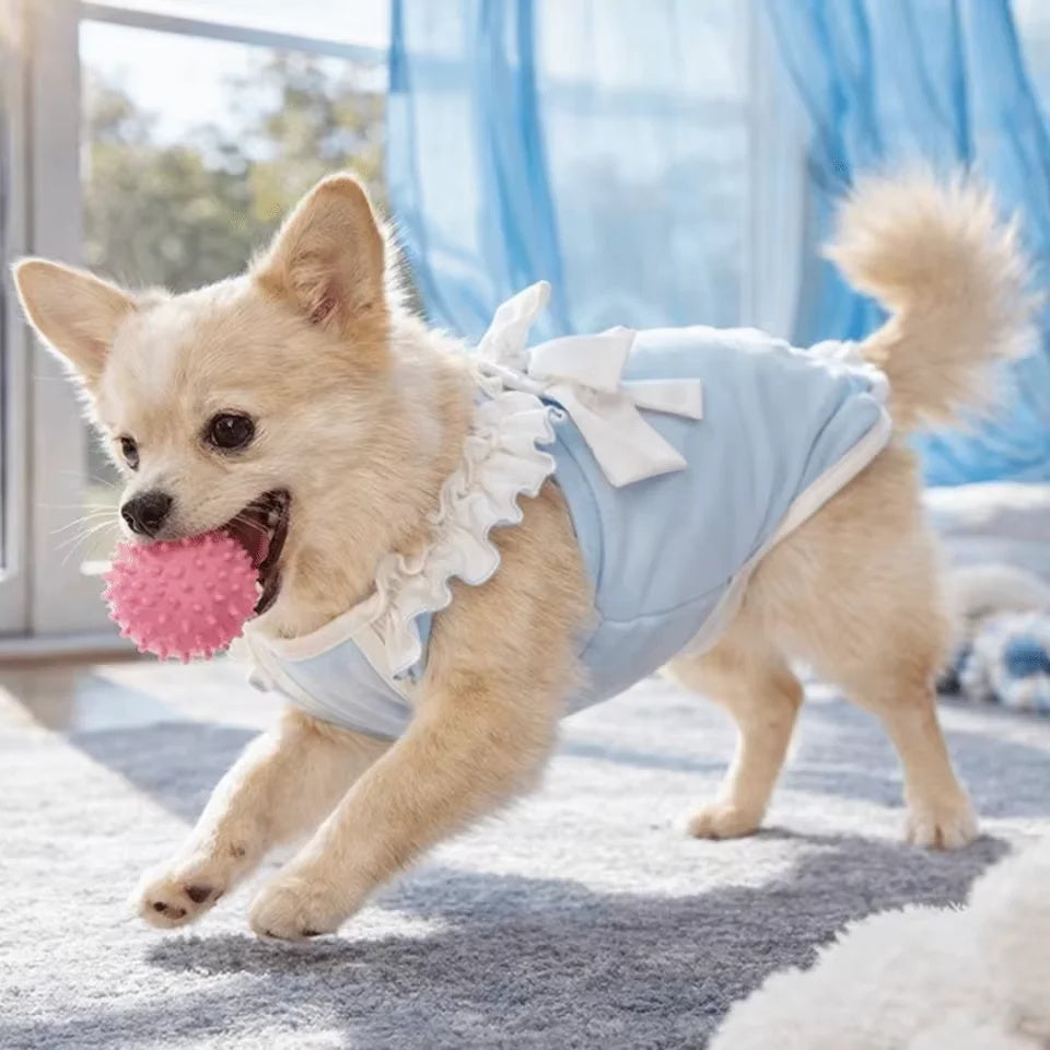 Bow Ruffle Dog Vest Dress – Cute Summer Top for Small Dogs