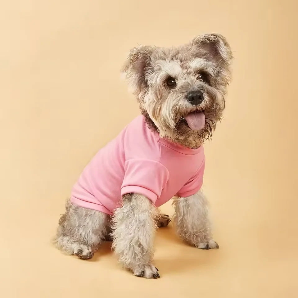 Solid Color Dog T-Shirt – Soft Cotton Tee for Small & Medium Dogs