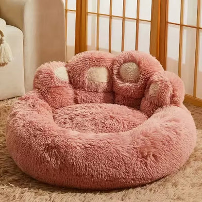 Paw-Shaped Plush Dog Bed – Ultra-Soft Fluffy Pet Sofa for Dogs & Cats
