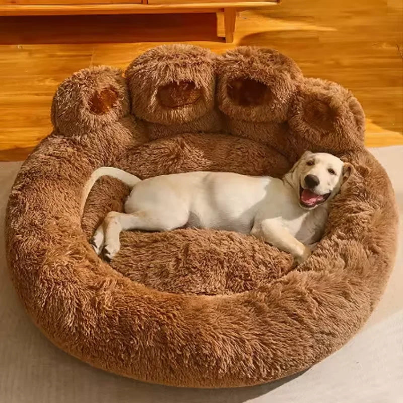 Paw-Shaped Plush Dog Bed – Ultra-Soft Fluffy Pet Sofa for Dogs & Cats