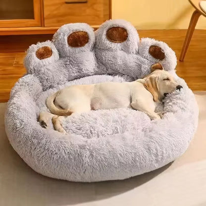 Paw-Shaped Plush Dog Bed – Ultra-Soft Fluffy Pet Sofa for Dogs & Cats