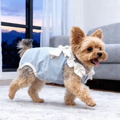 Bow Ruffle Dog Vest Dress – Cute Summer Top for Small Dogs