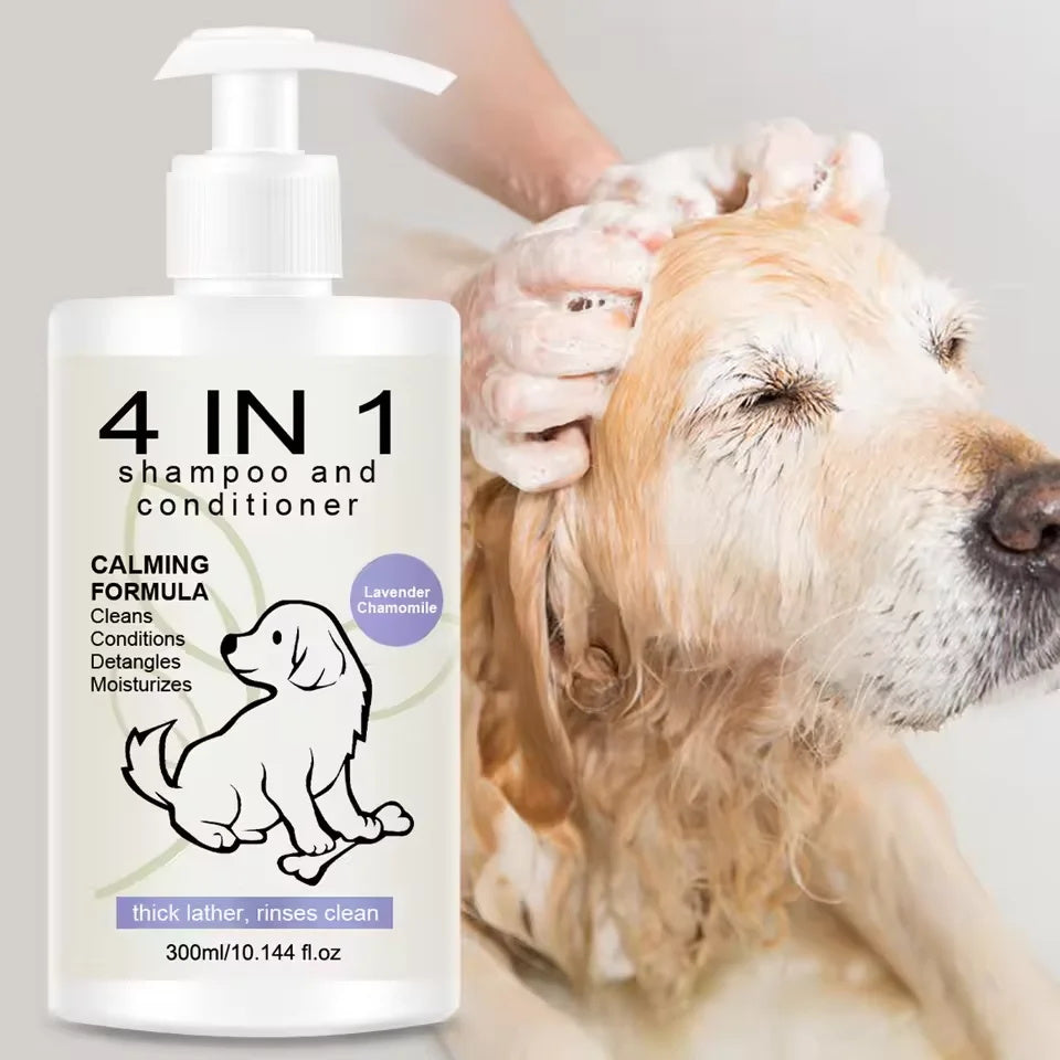 4-in-1 Dog Shampoo & Conditioner – Lavender Chamomile Calming Formula (300ml)
