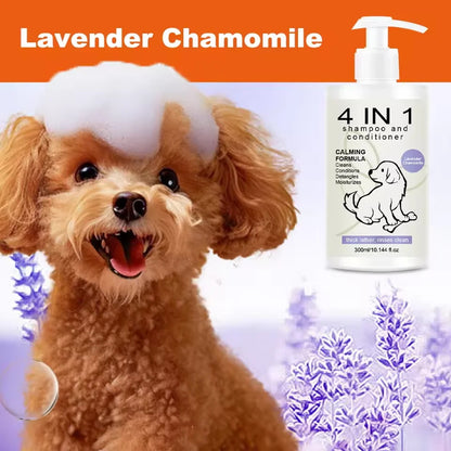 4-in-1 Dog Shampoo & Conditioner – Lavender Chamomile Calming Formula (300ml)