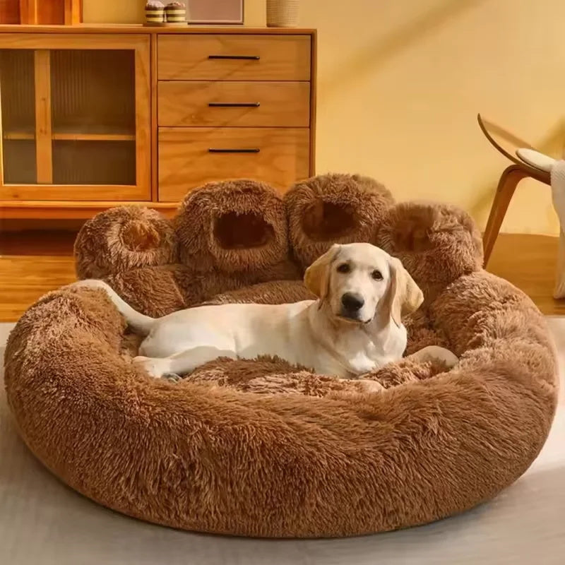 Paw-Shaped Plush Dog Bed – Ultra-Soft Fluffy Pet Sofa for Dogs & Cats
